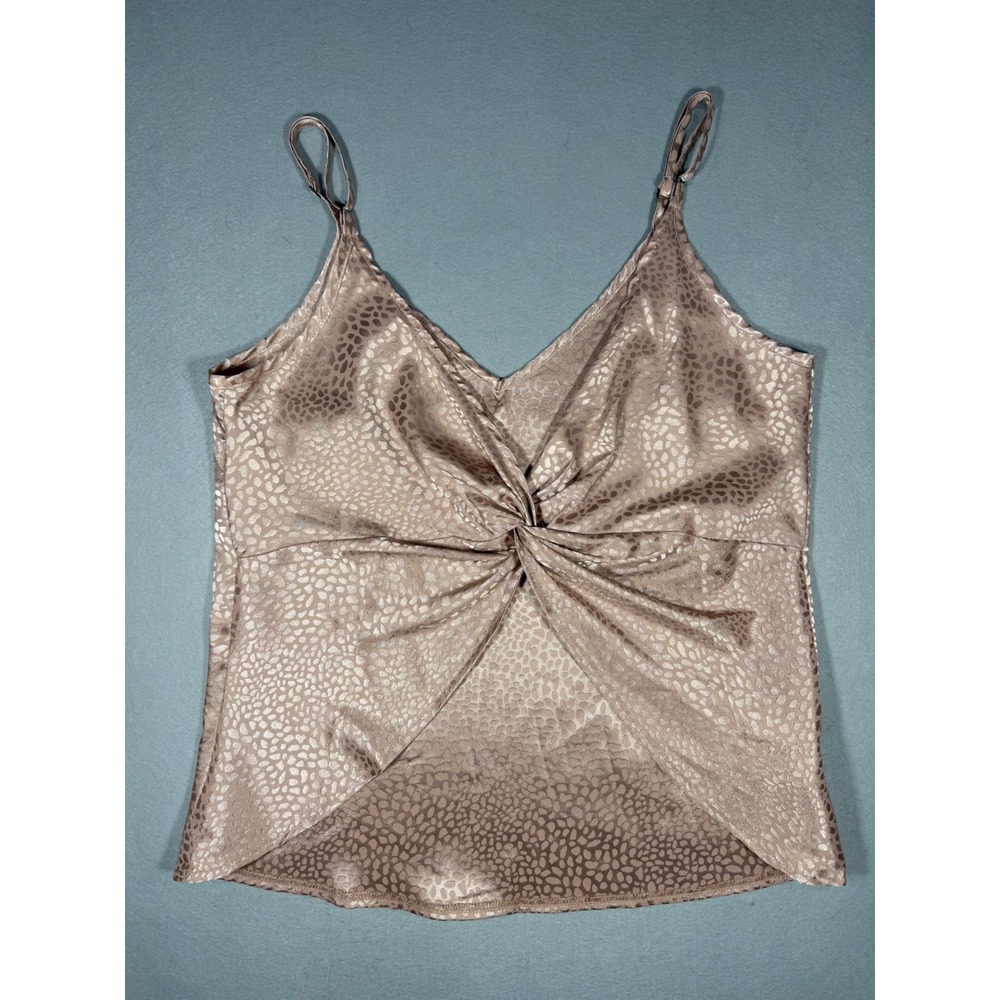Pink Leopard Girls Night Champagne Satin Twist Front Reversible Camisole Tank Sm